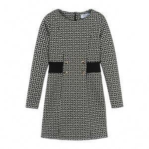 NEW FUN & FUN girls' monogrammed dress in black/beige